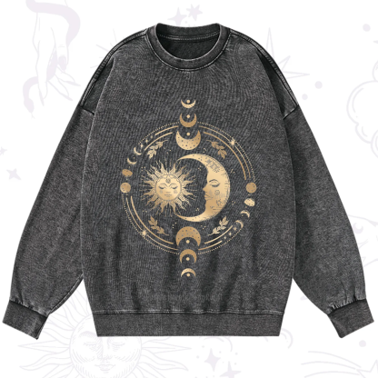 Purplehecate Celestial Sun and Moon Washed Sweatshirt