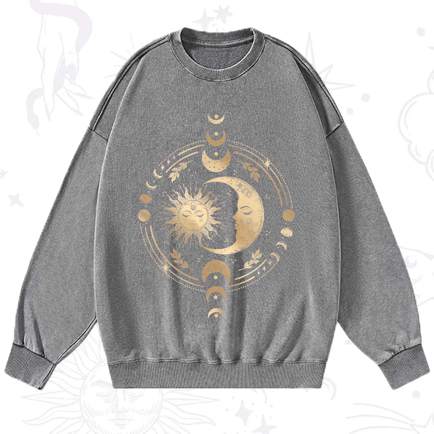 Purplehecate Celestial Sun and Moon Washed Sweatshirt