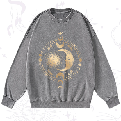 Purplehecate Celestial Sun and Moon Washed Sweatshirt