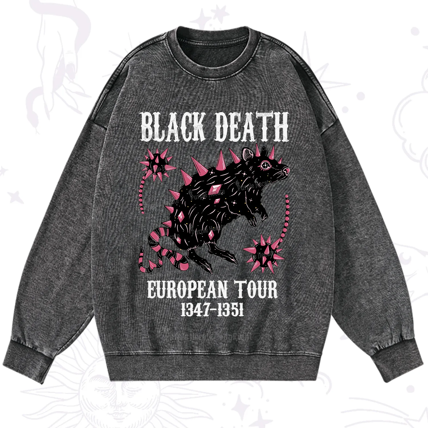 Purplehecate Black Death Washed Sweatshirt