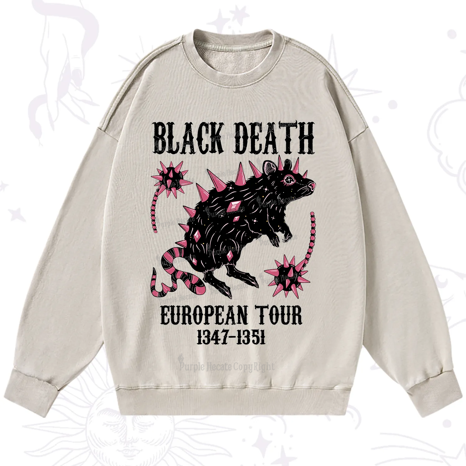 Purplehecate Black Death Washed Sweatshirt