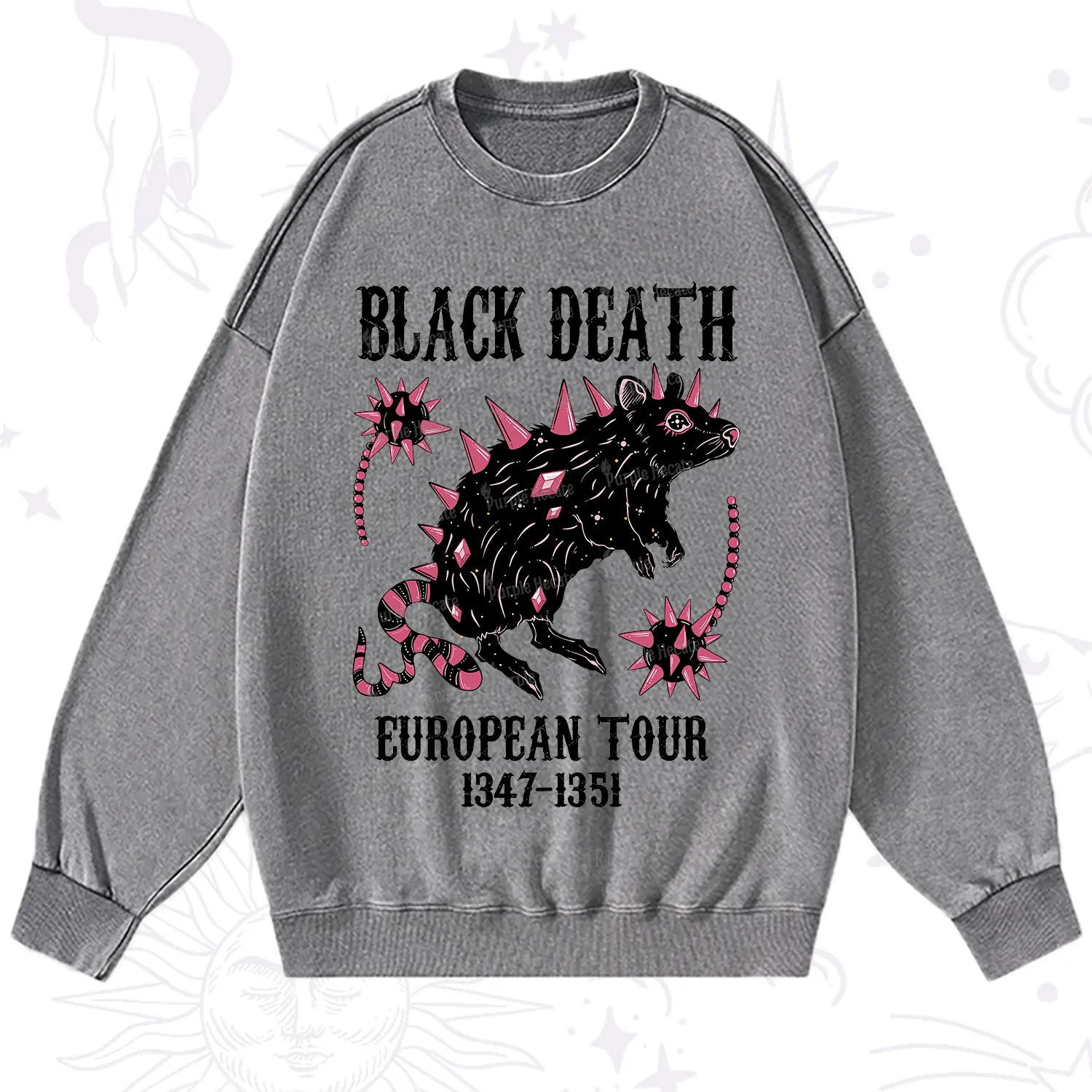 Purplehecate Black Death Washed Sweatshirt