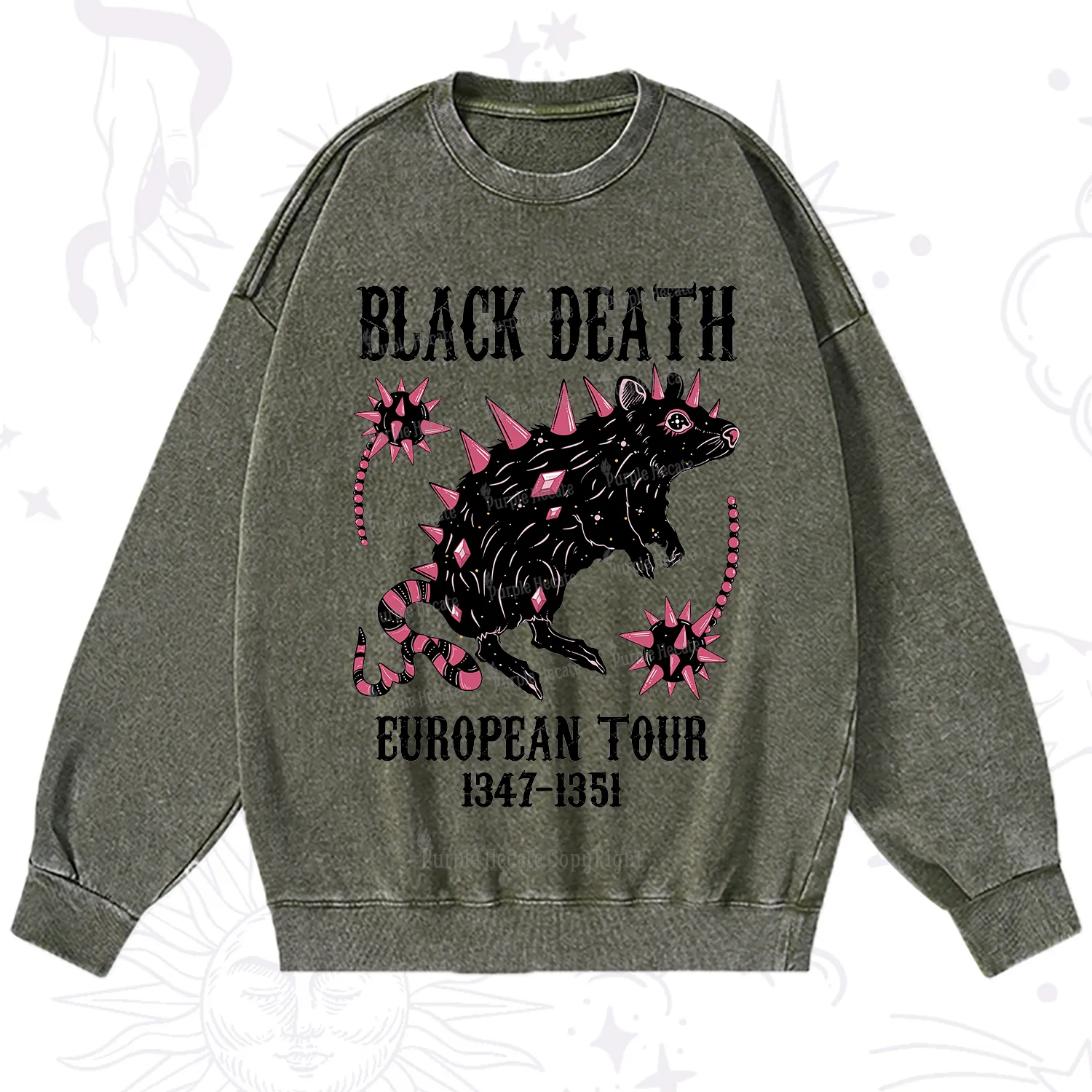 Purplehecate Black Death Washed Sweatshirt