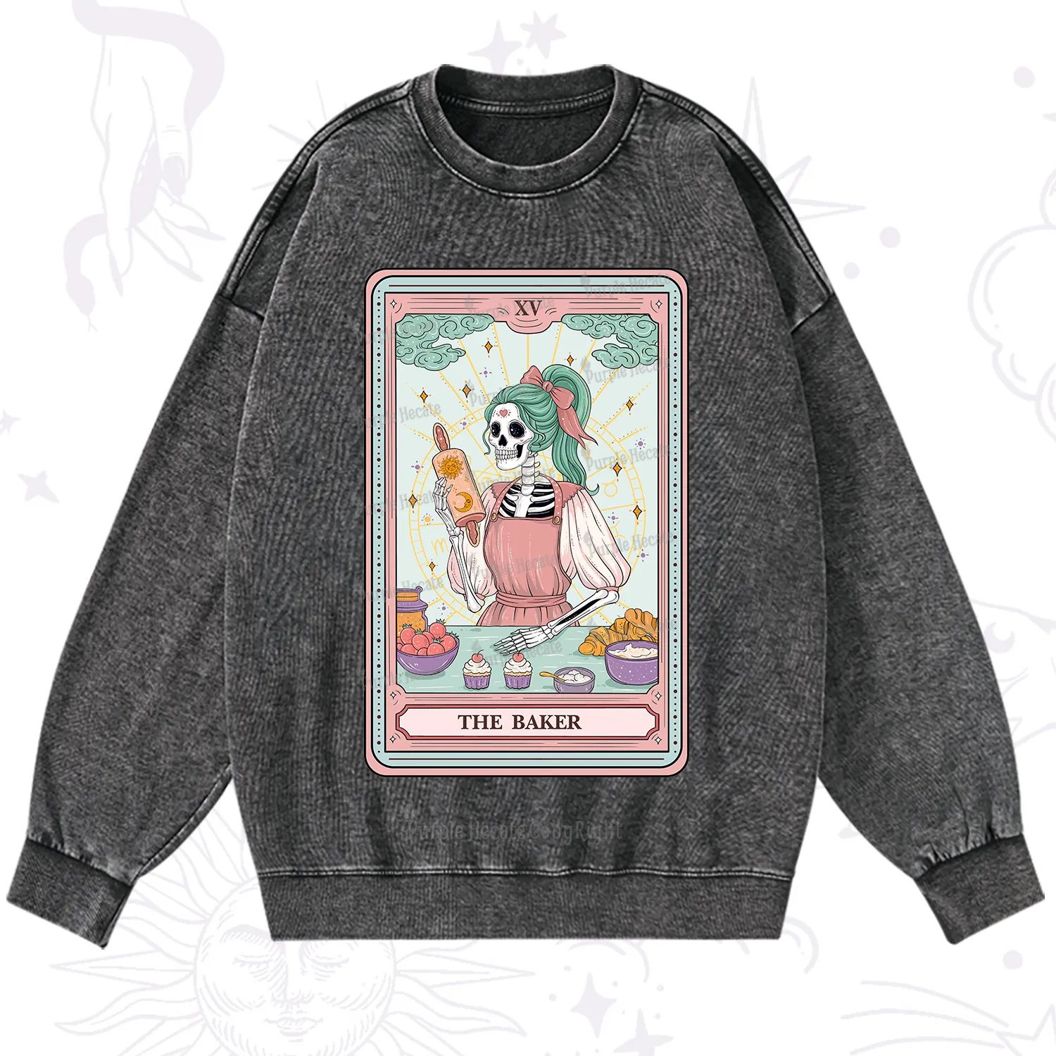 Purplehecate The Bakery Tarot Card Washed Sweatshirt