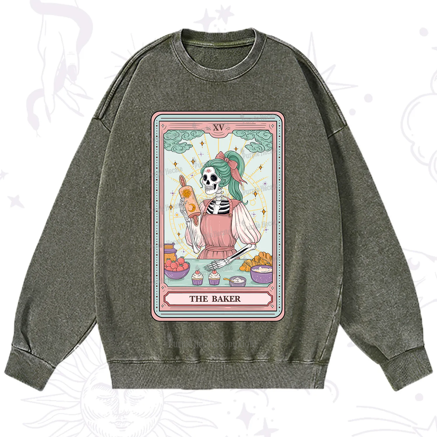 Purplehecate The Bakery Tarot Card Washed Sweatshirt