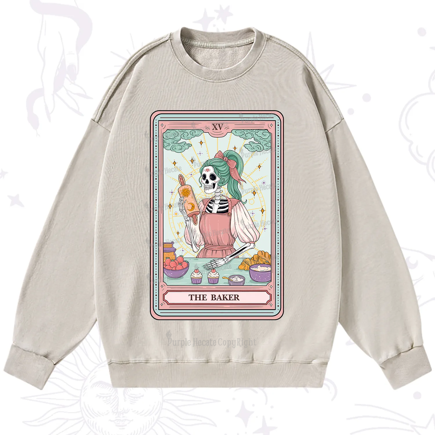 Purplehecate The Bakery Tarot Card Washed Sweatshirt