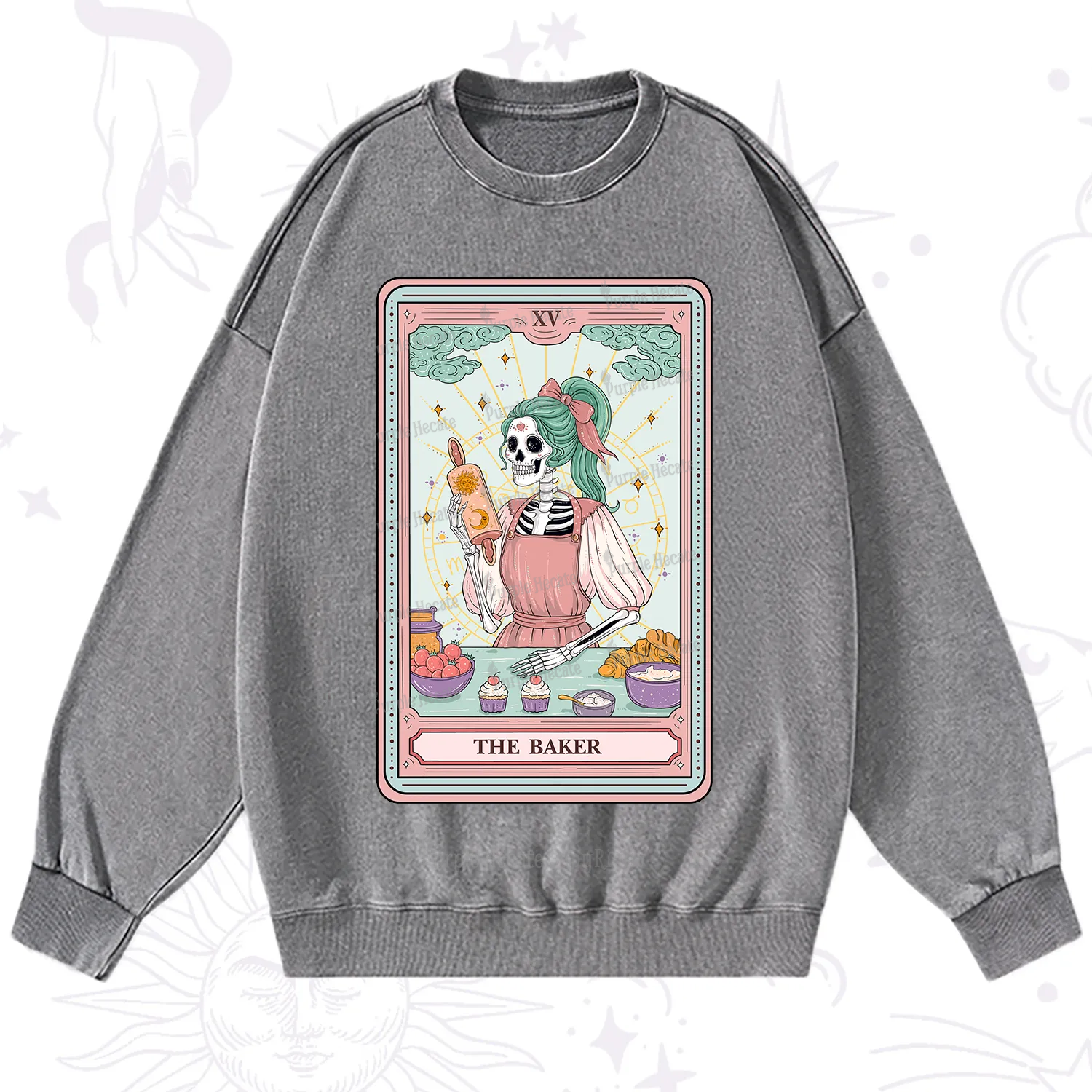 Purplehecate The Bakery Tarot Card Washed Sweatshirt
