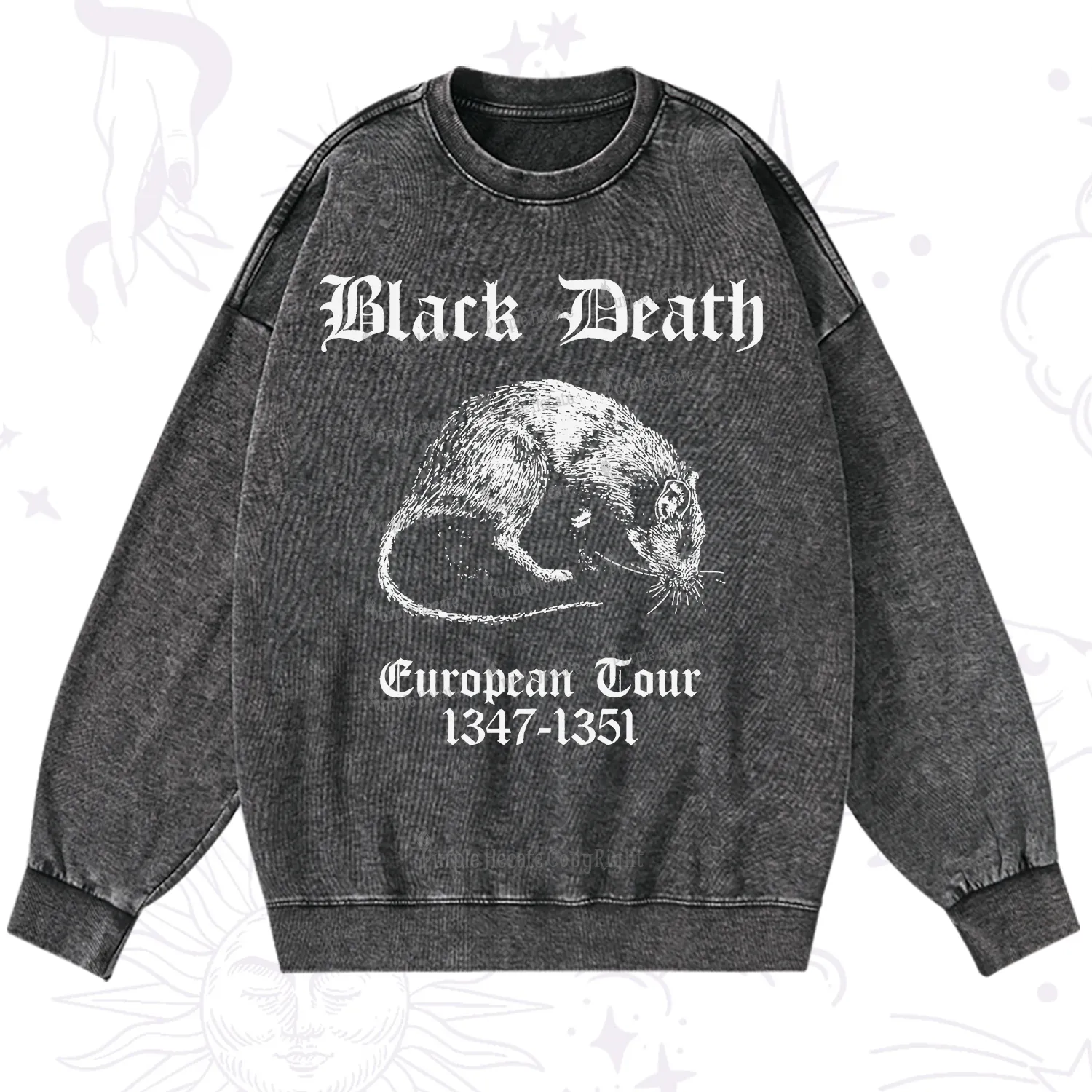 Purplehecate Black Death European Tour Washed Sweatshirt