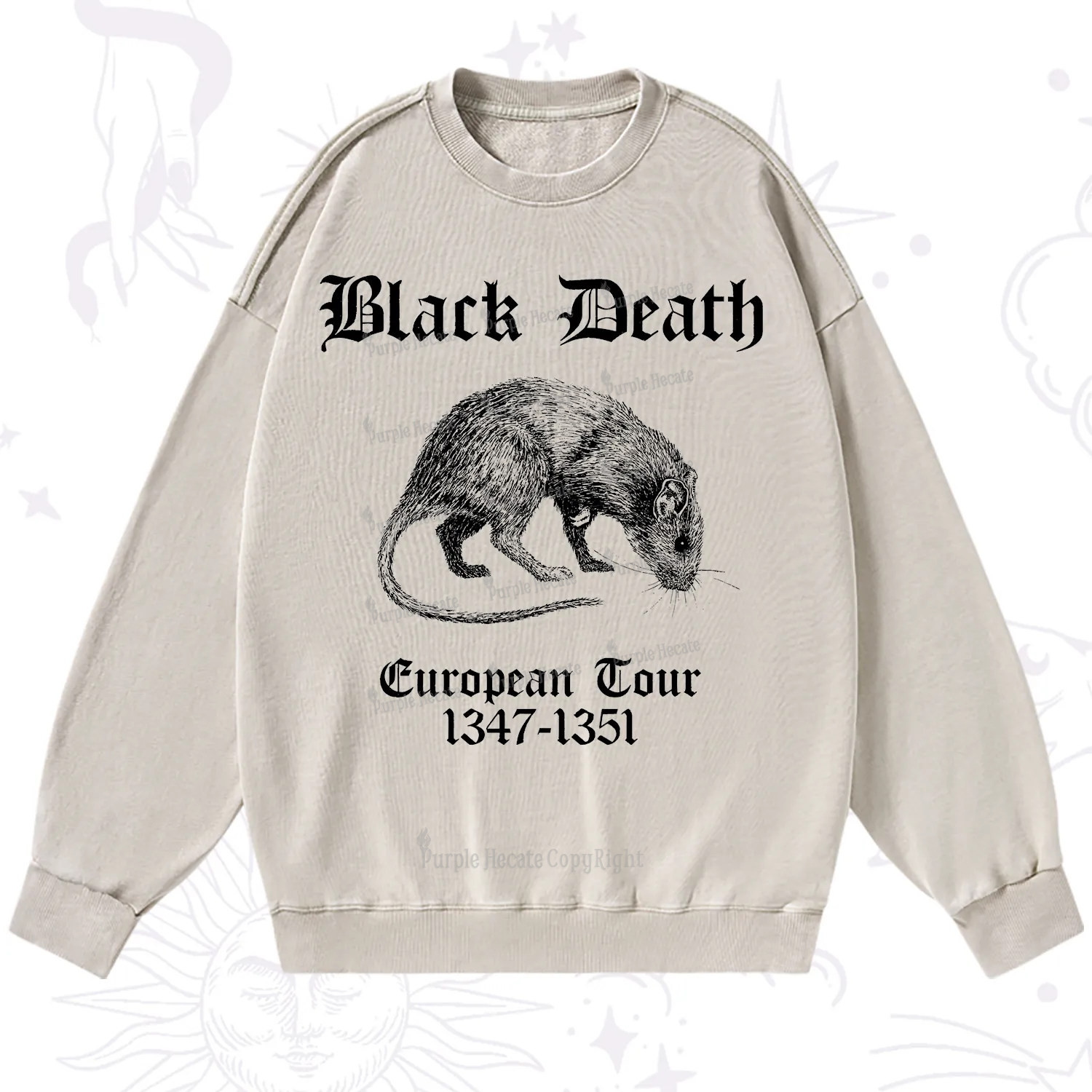 Purplehecate Black Death European Tour Washed Sweatshirt