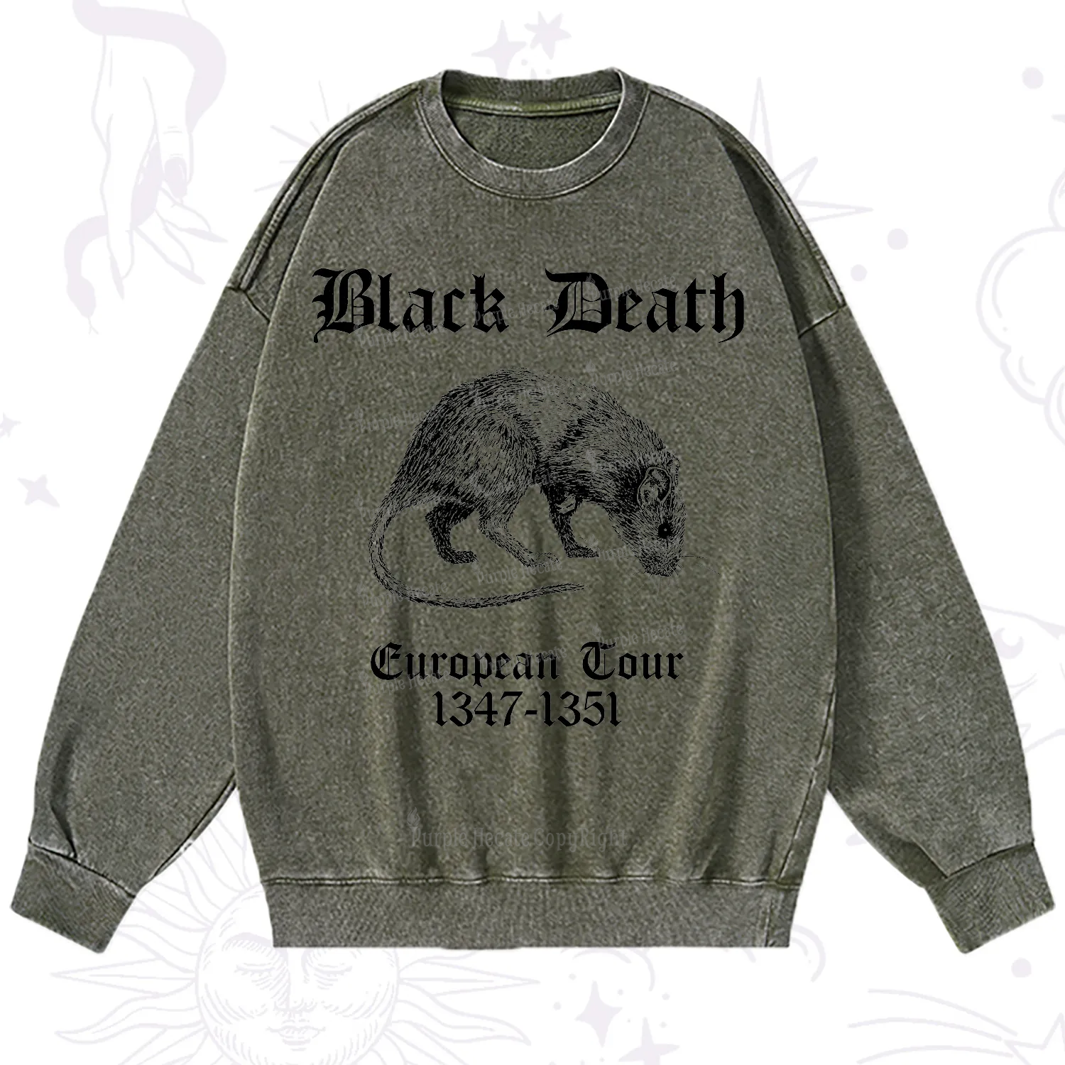 Purplehecate Black Death European Tour Washed Sweatshirt