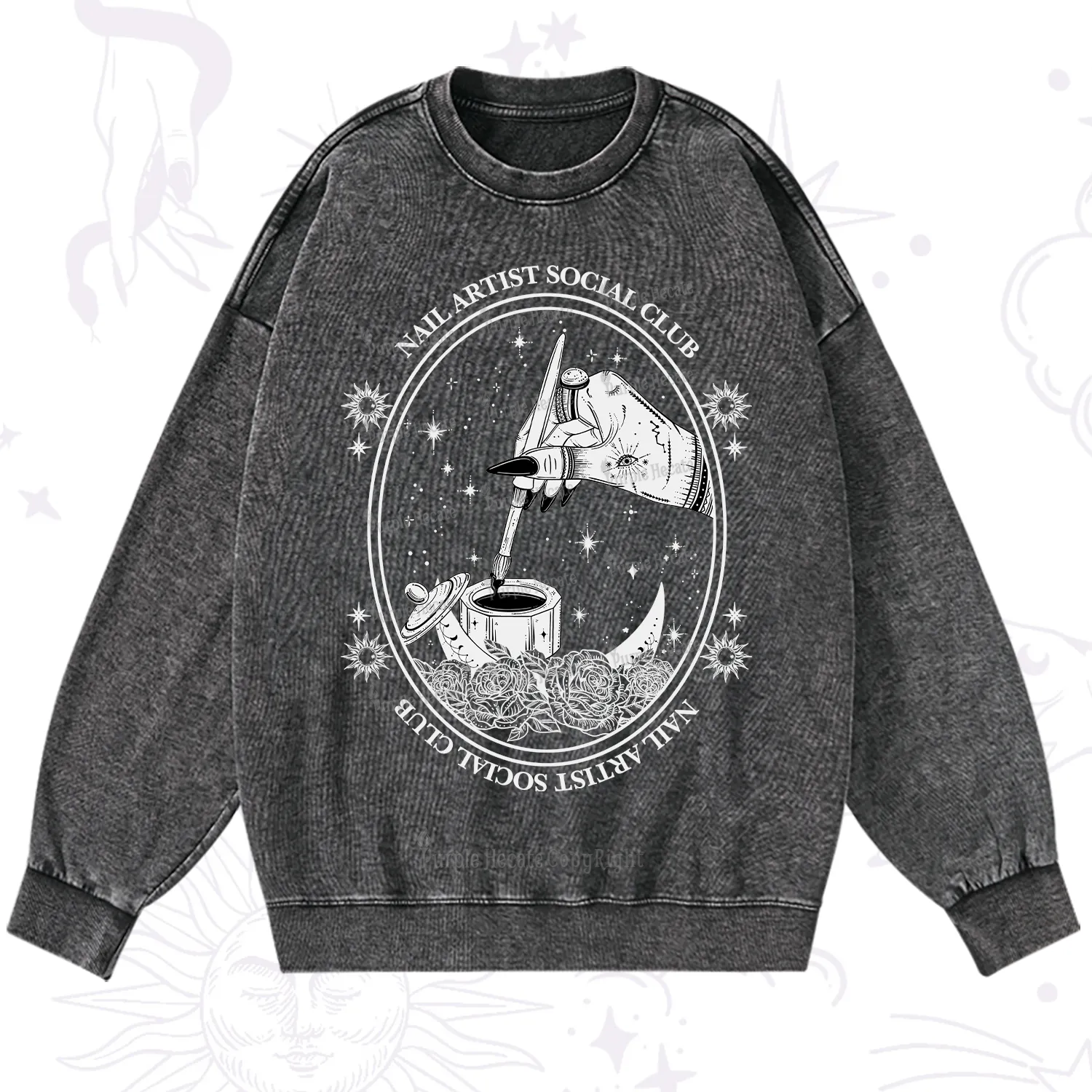 Purplehecate Nail Artist Social Club Washed Sweatshirt