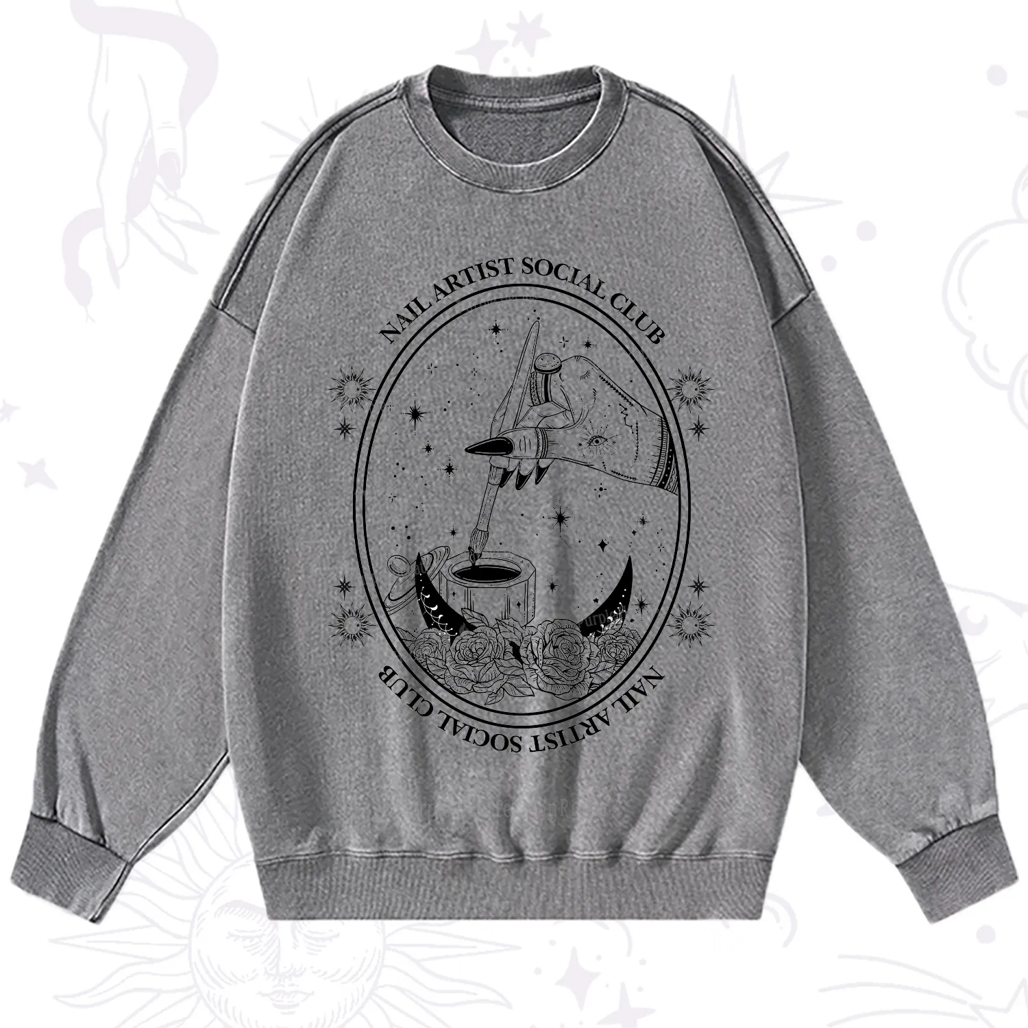 Purplehecate Nail Artist Social Club Washed Sweatshirt