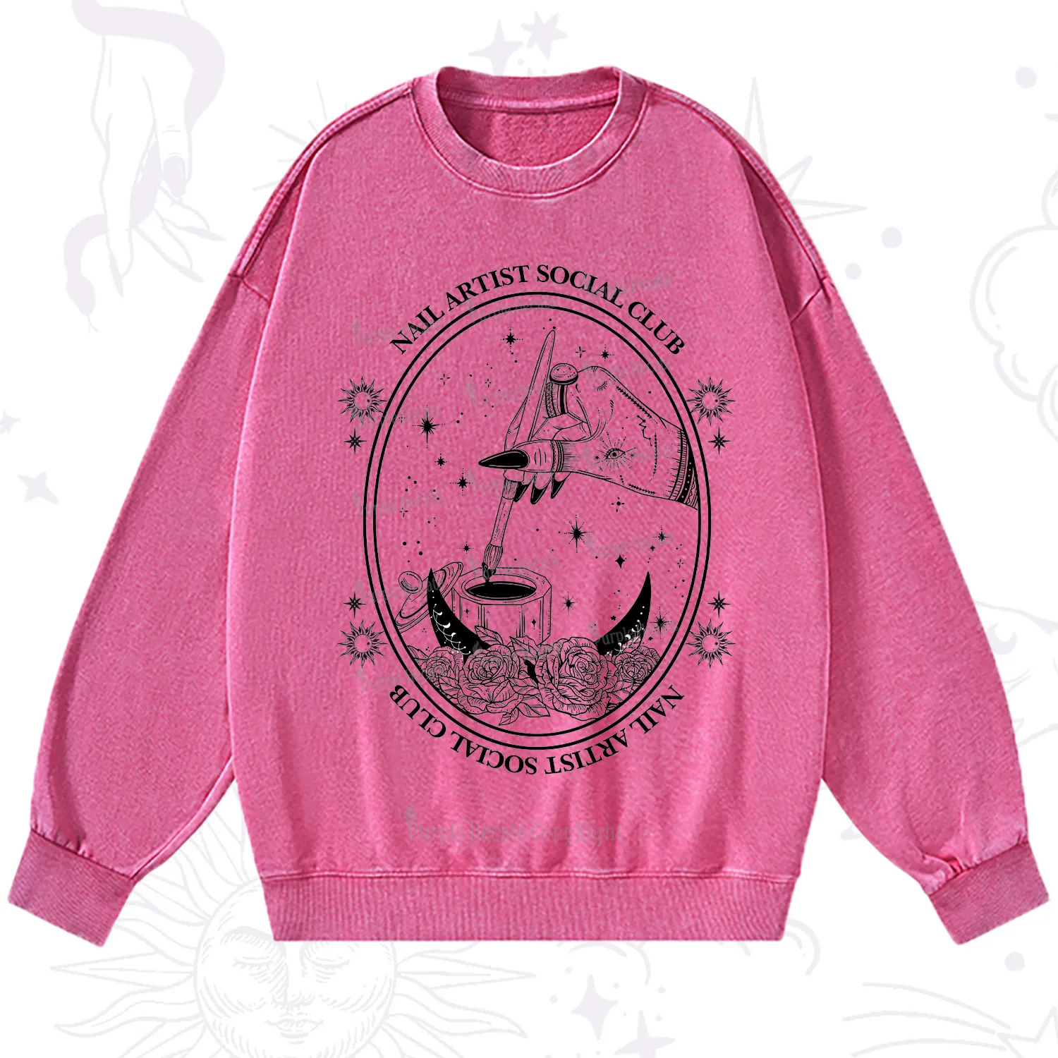Purplehecate Nail Artist Social Club Washed Sweatshirt