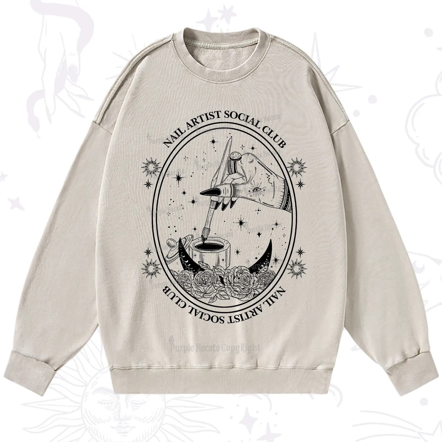 Purplehecate Nail Artist Social Club Washed Sweatshirt