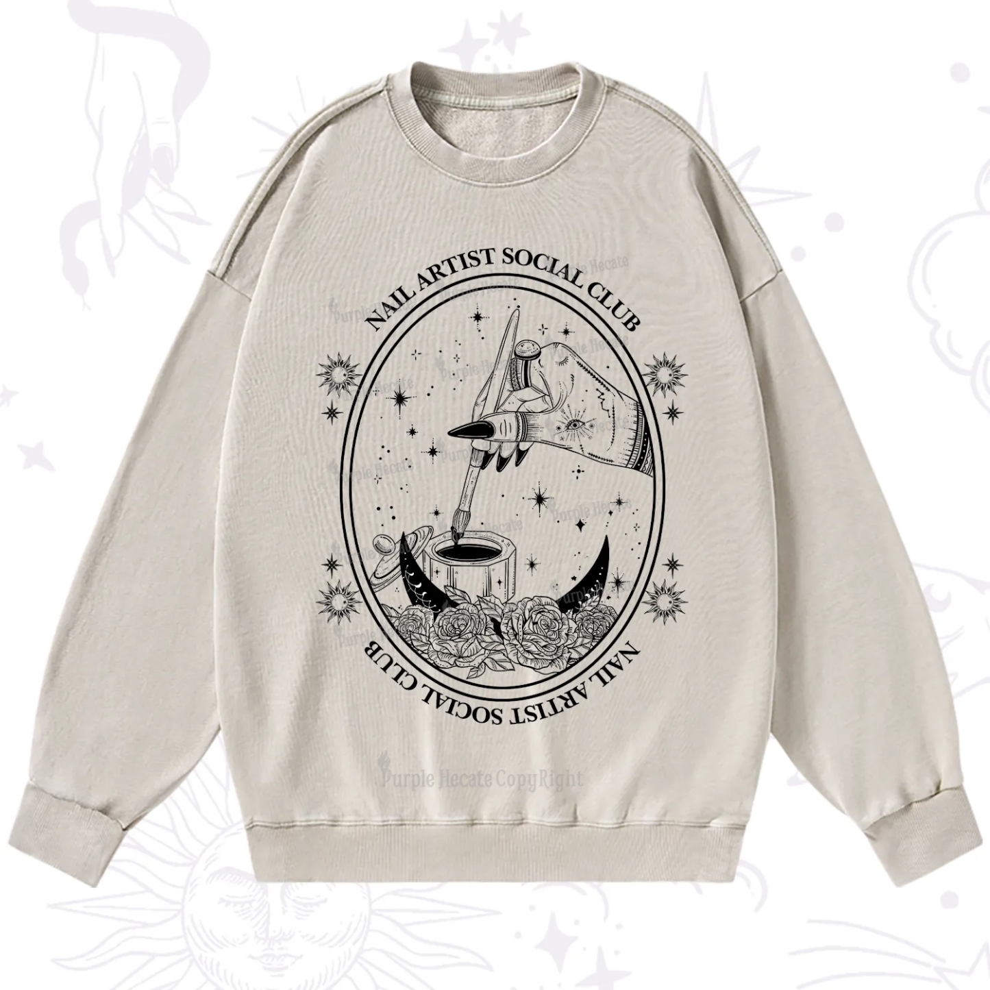 Purplehecate Nail Artist Social Club Washed Sweatshirt