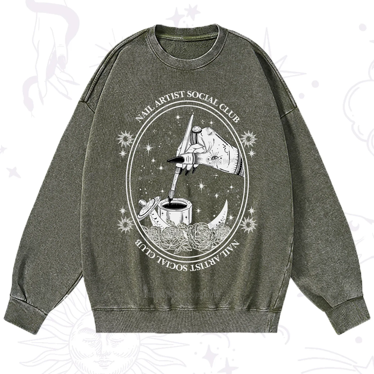 Purplehecate Nail Artist Social Club Washed Sweatshirt
