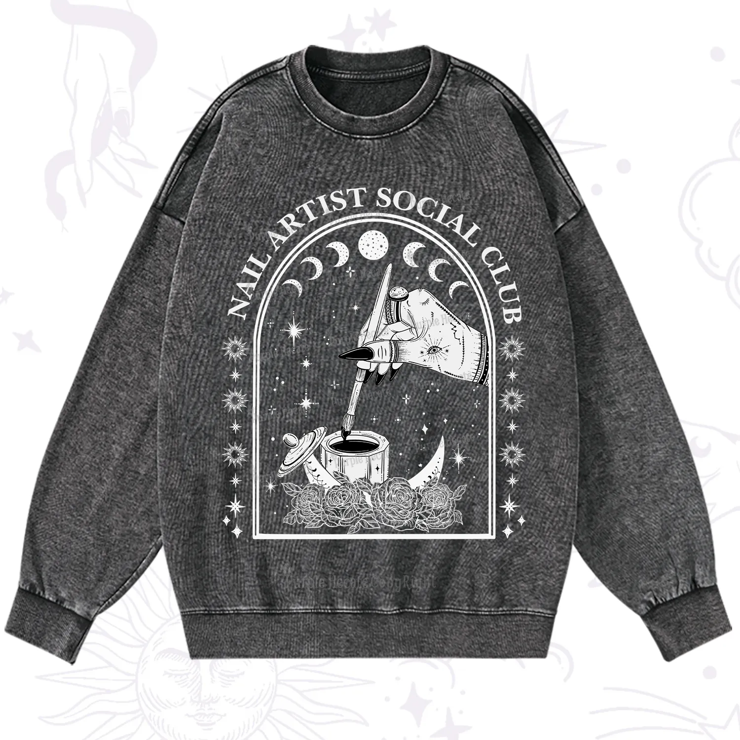 Purplehecate Nail Artist Club Collective Washed Sweatshirt