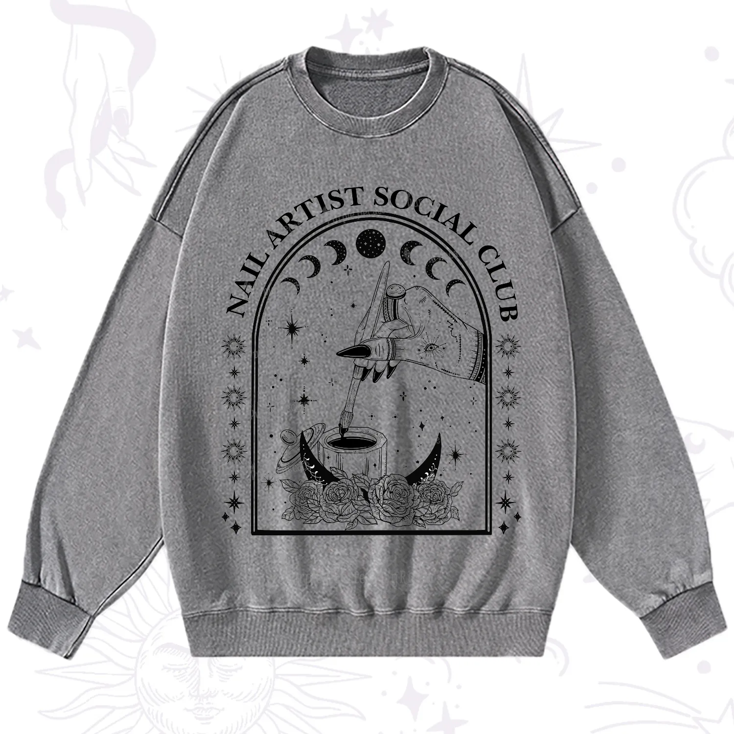 Purplehecate Nail Artist Club Collective Washed Sweatshirt