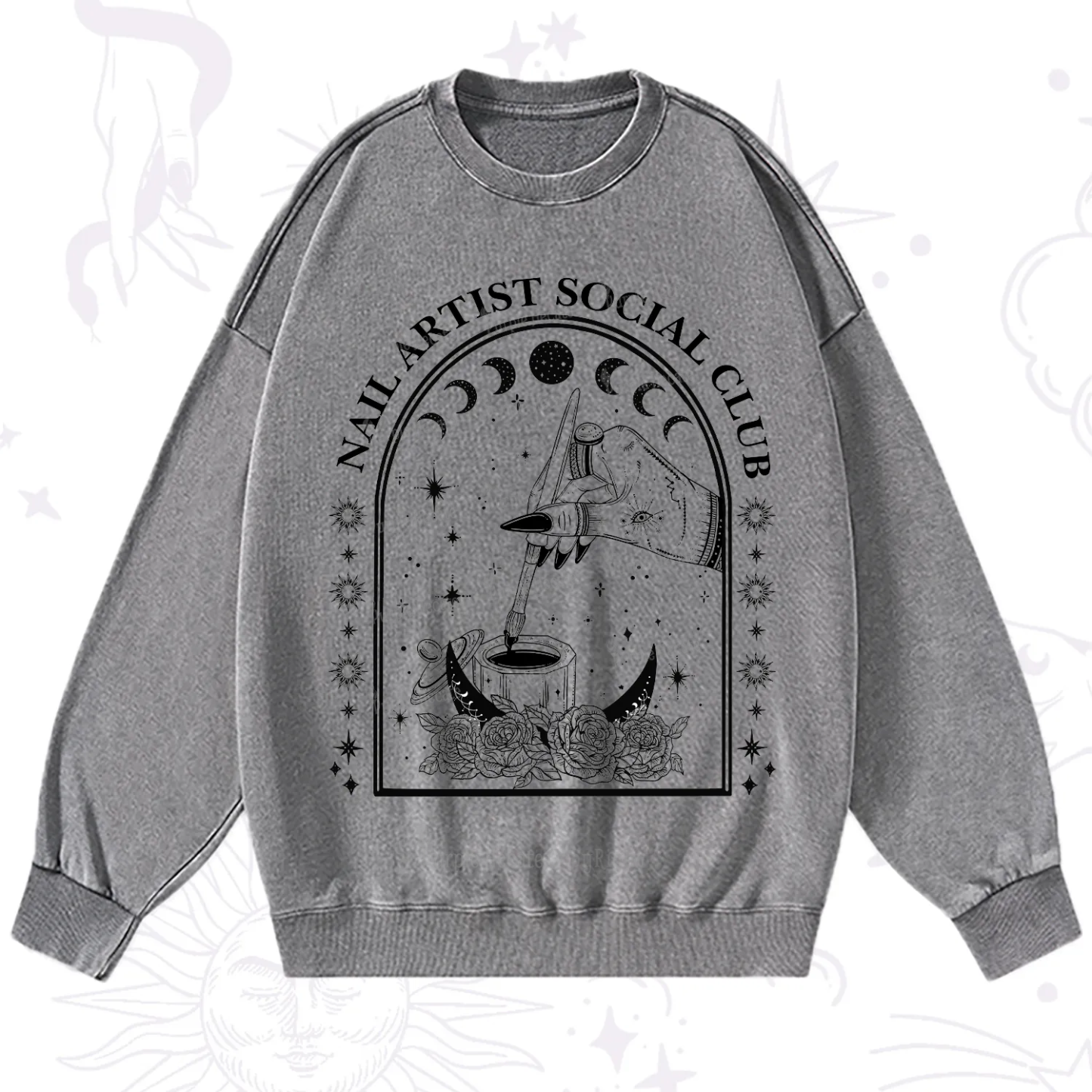 Purplehecate Nail Artist Club Collective Washed Sweatshirt
