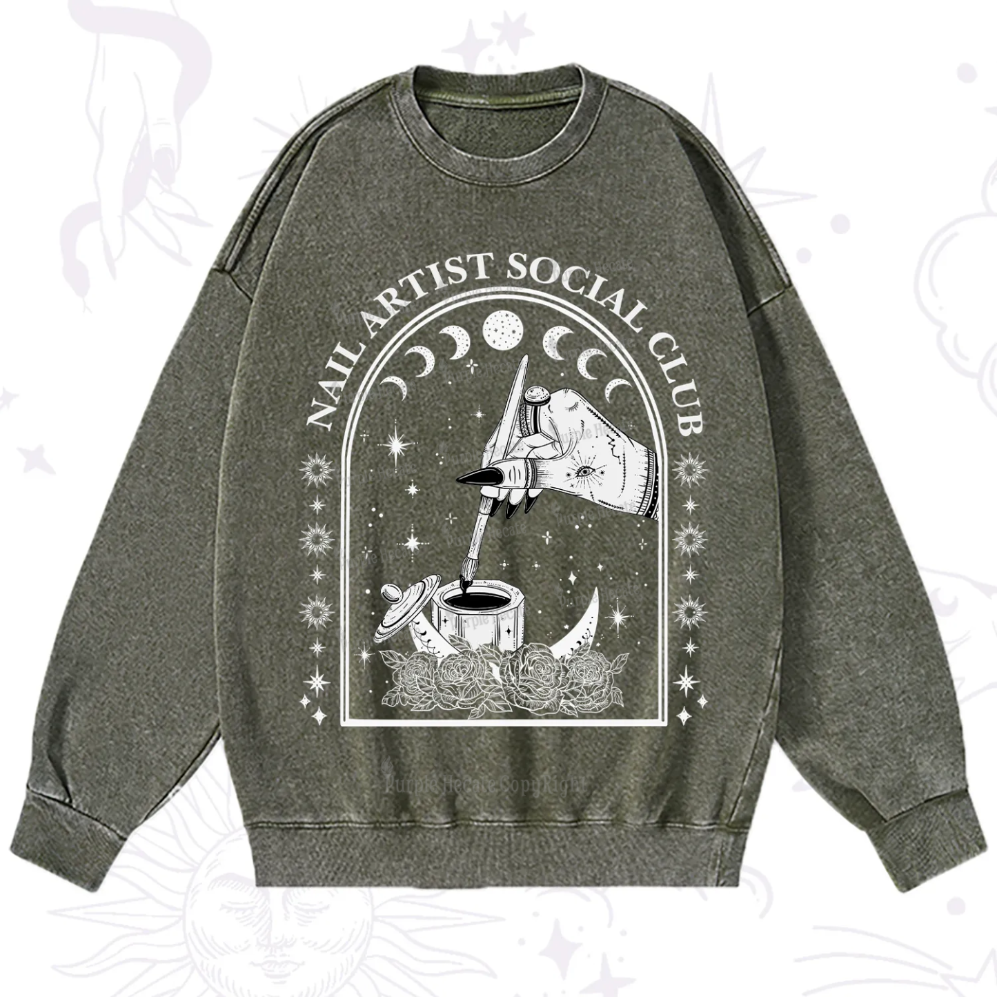 Purplehecate Nail Artist Club Collective Washed Sweatshirt