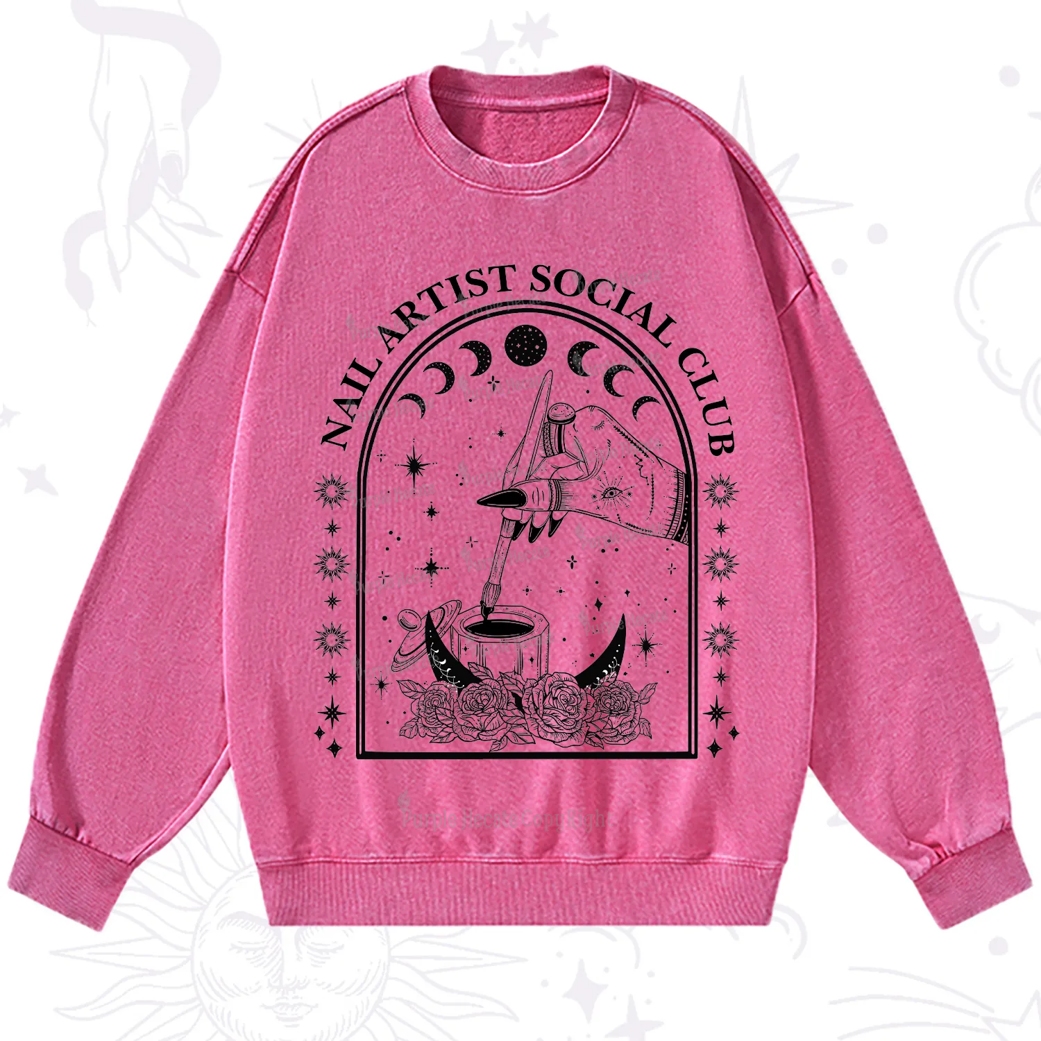 Purplehecate Nail Artist Club Collective Washed Sweatshirt