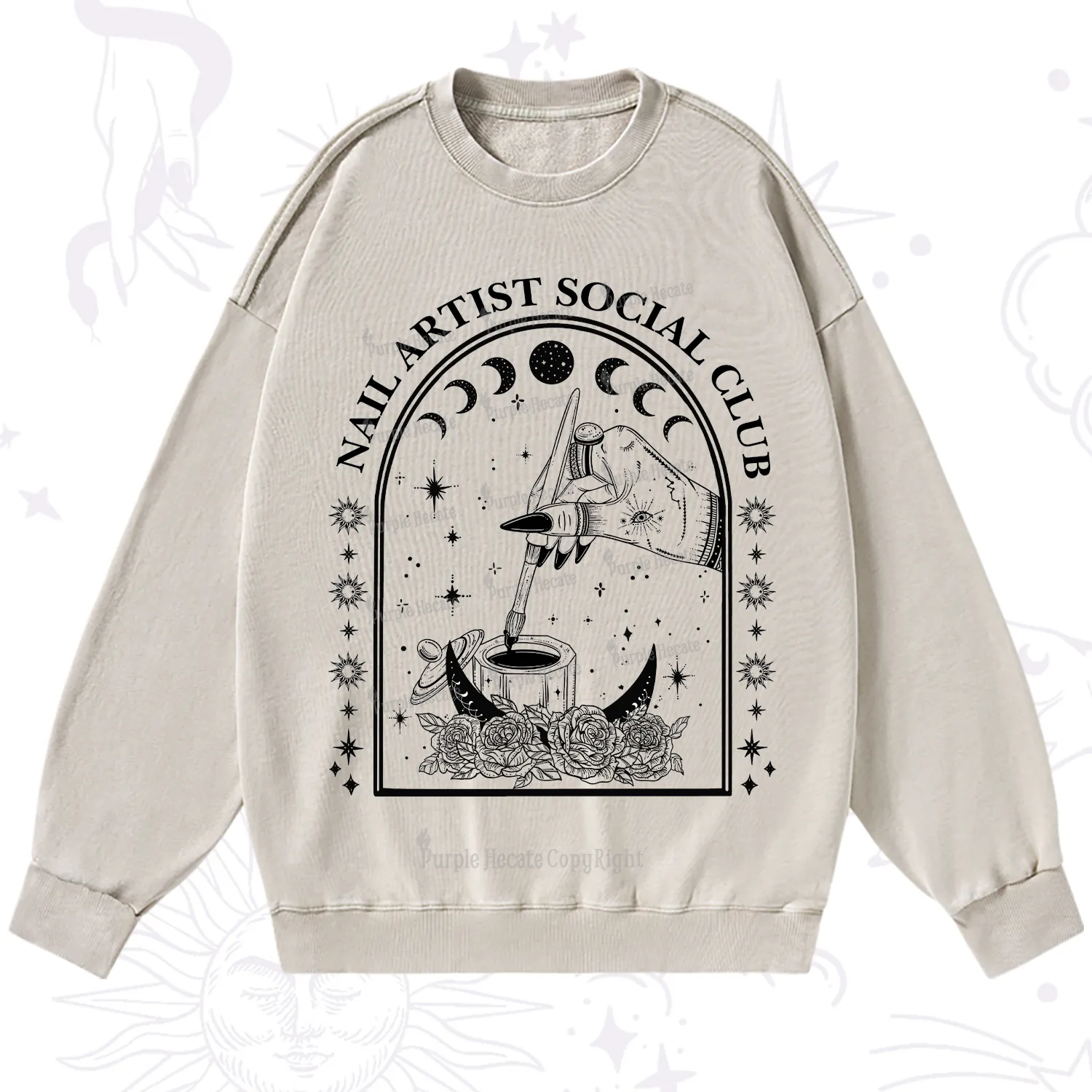 Purplehecate Nail Artist Club Collective Washed Sweatshirt