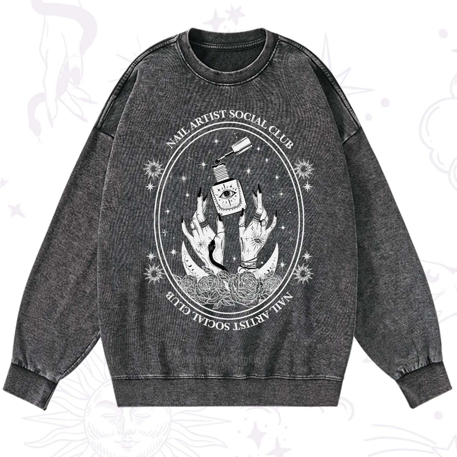 Purplehecate Nail Artist Club Washed Sweatshirt