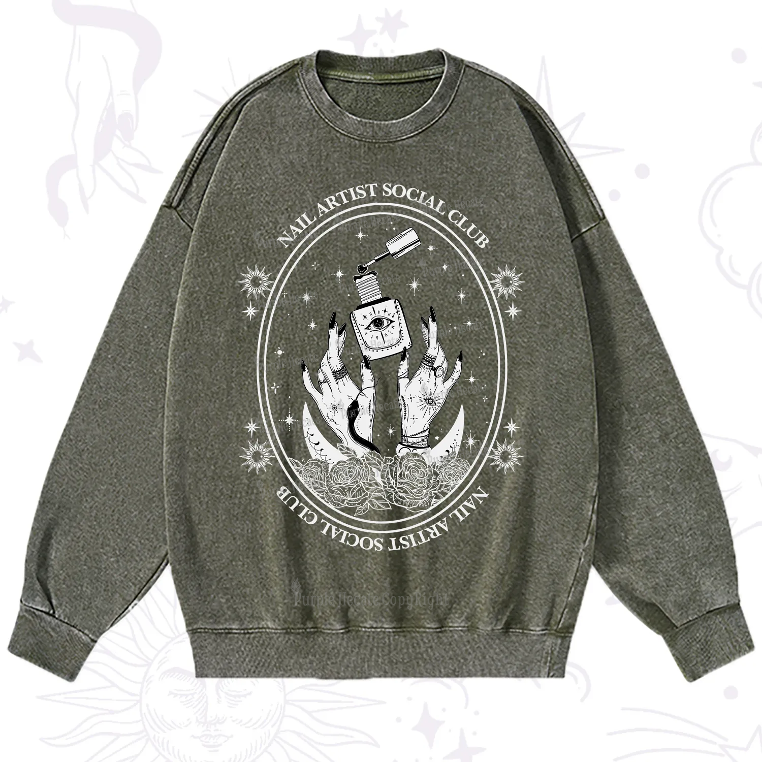 Purplehecate Nail Artist Club Washed Sweatshirt