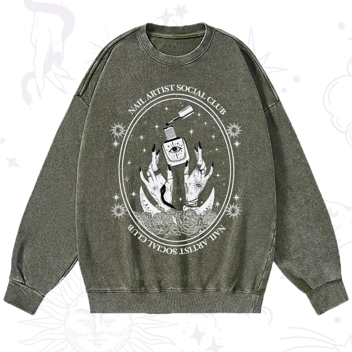 Purplehecate Nail Artist Club Washed Sweatshirt