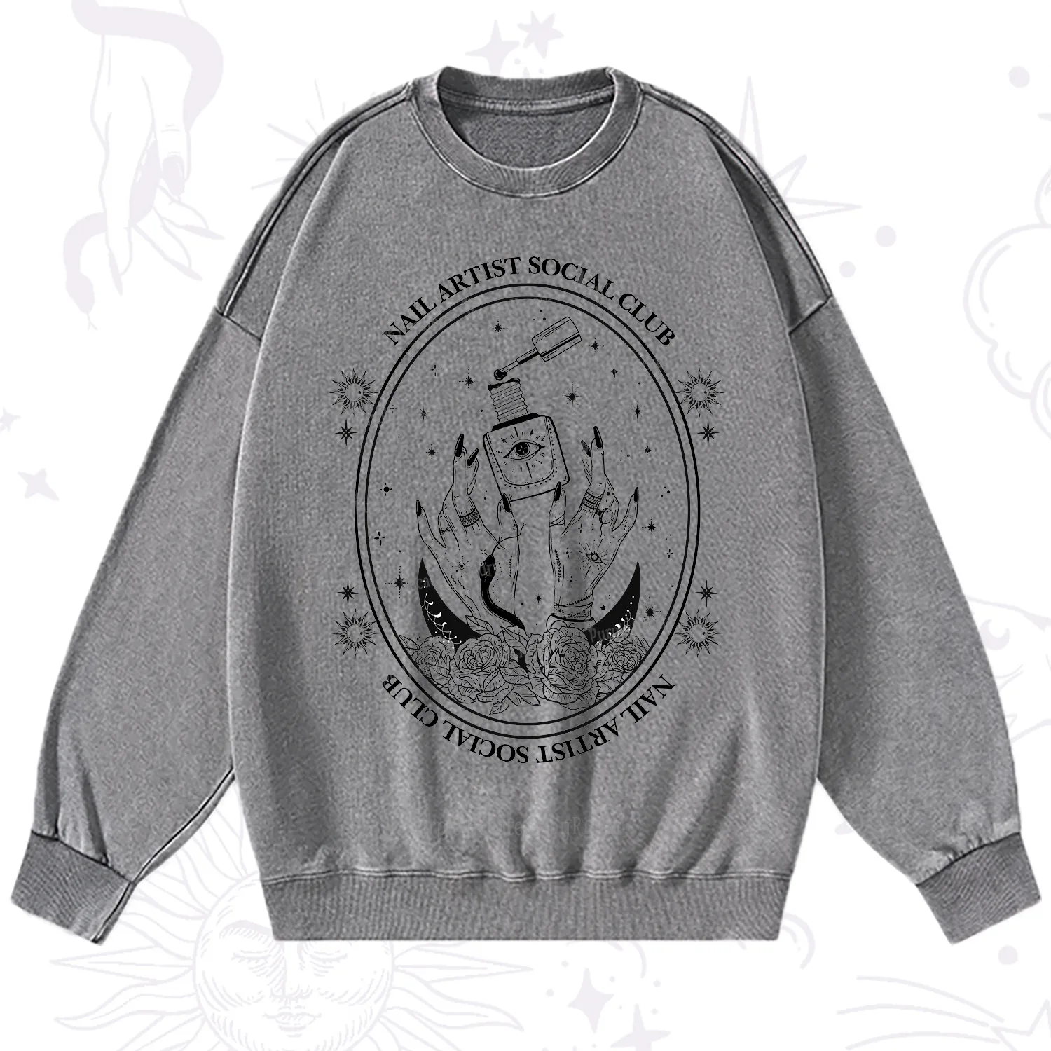 Purplehecate Nail Artist Club Washed Sweatshirt