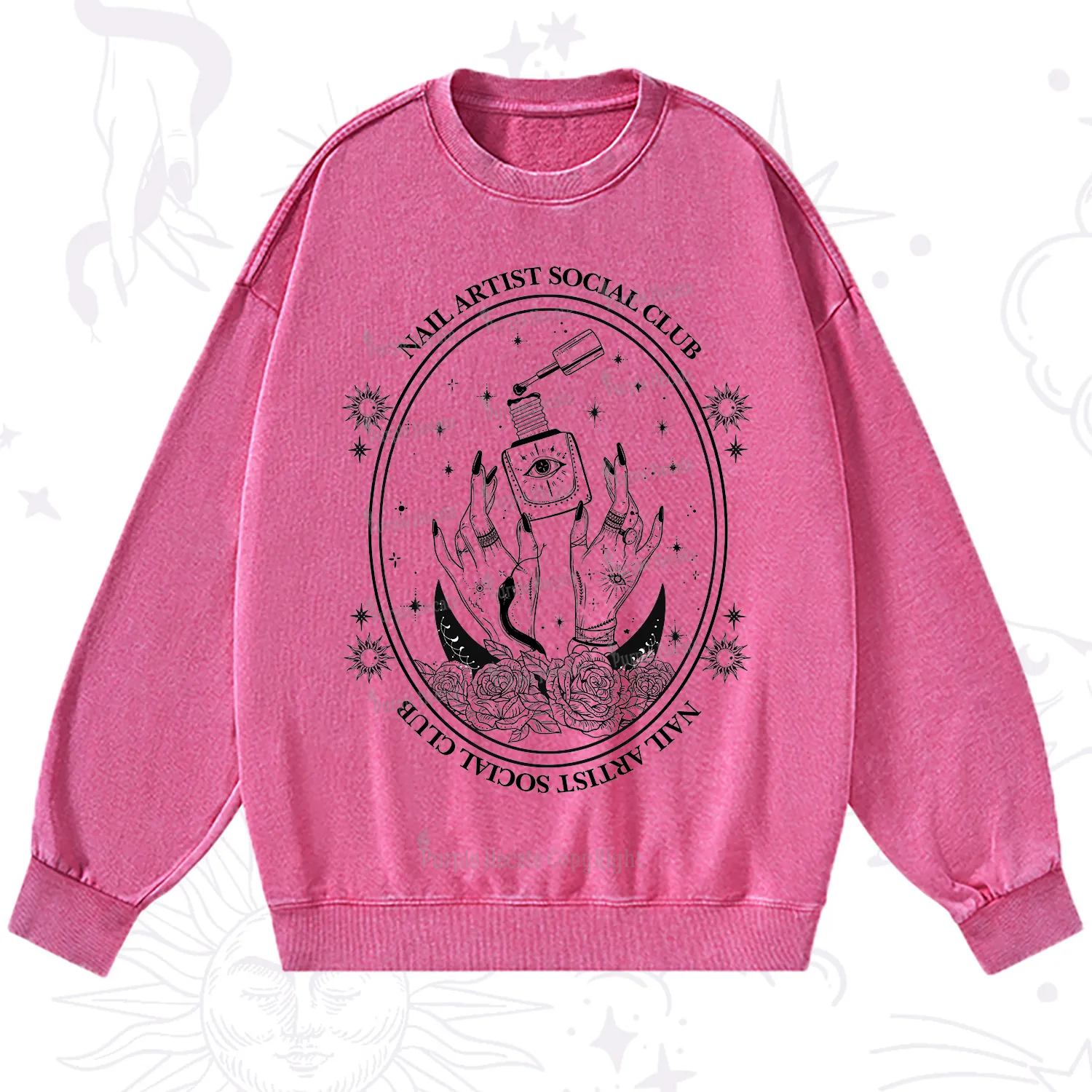 Purplehecate Nail Artist Club Washed Sweatshirt