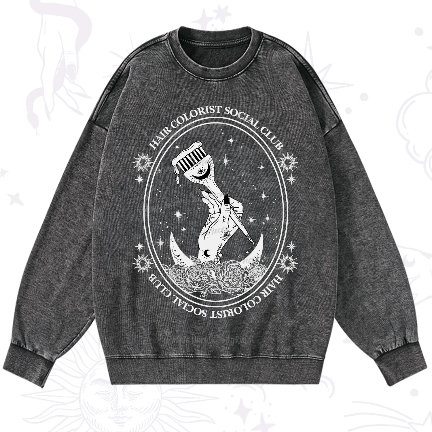 Purplehecate Hair Colorist Social Club Washed Sweatshirt
