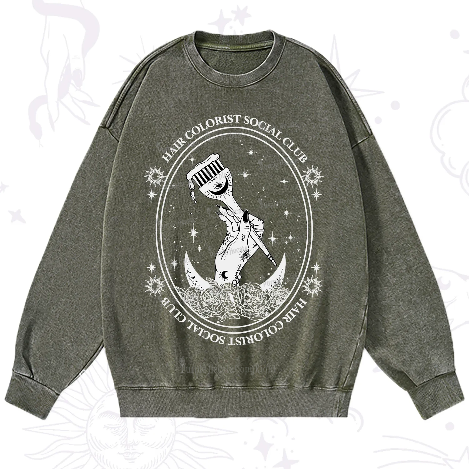 Purplehecate Hair Colorist Social Club Washed Sweatshirt