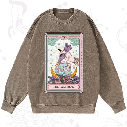 Purplehecate The Cake Boss Tarot Card Washed Sweatshirt