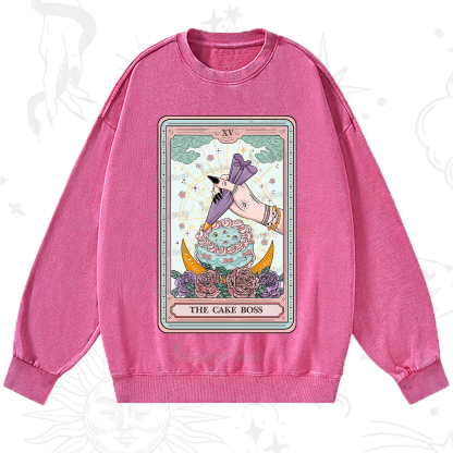 Purplehecate The Cake Boss Tarot Card Washed Sweatshirt