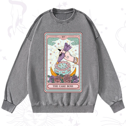 Purplehecate The Cake Boss Tarot Card Washed Sweatshirt