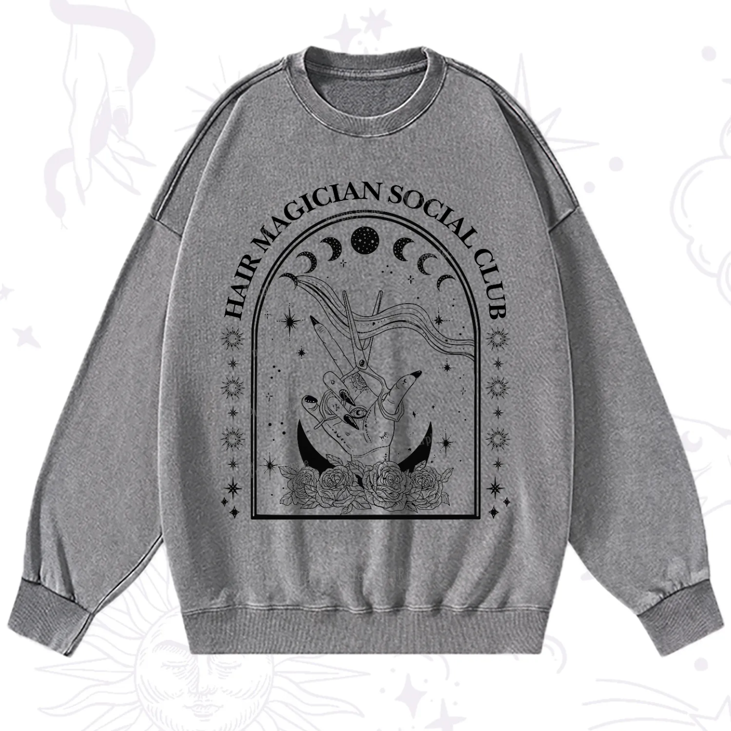 Purplehecate Hair Magician Social Club Collective Washed Sweatshirt