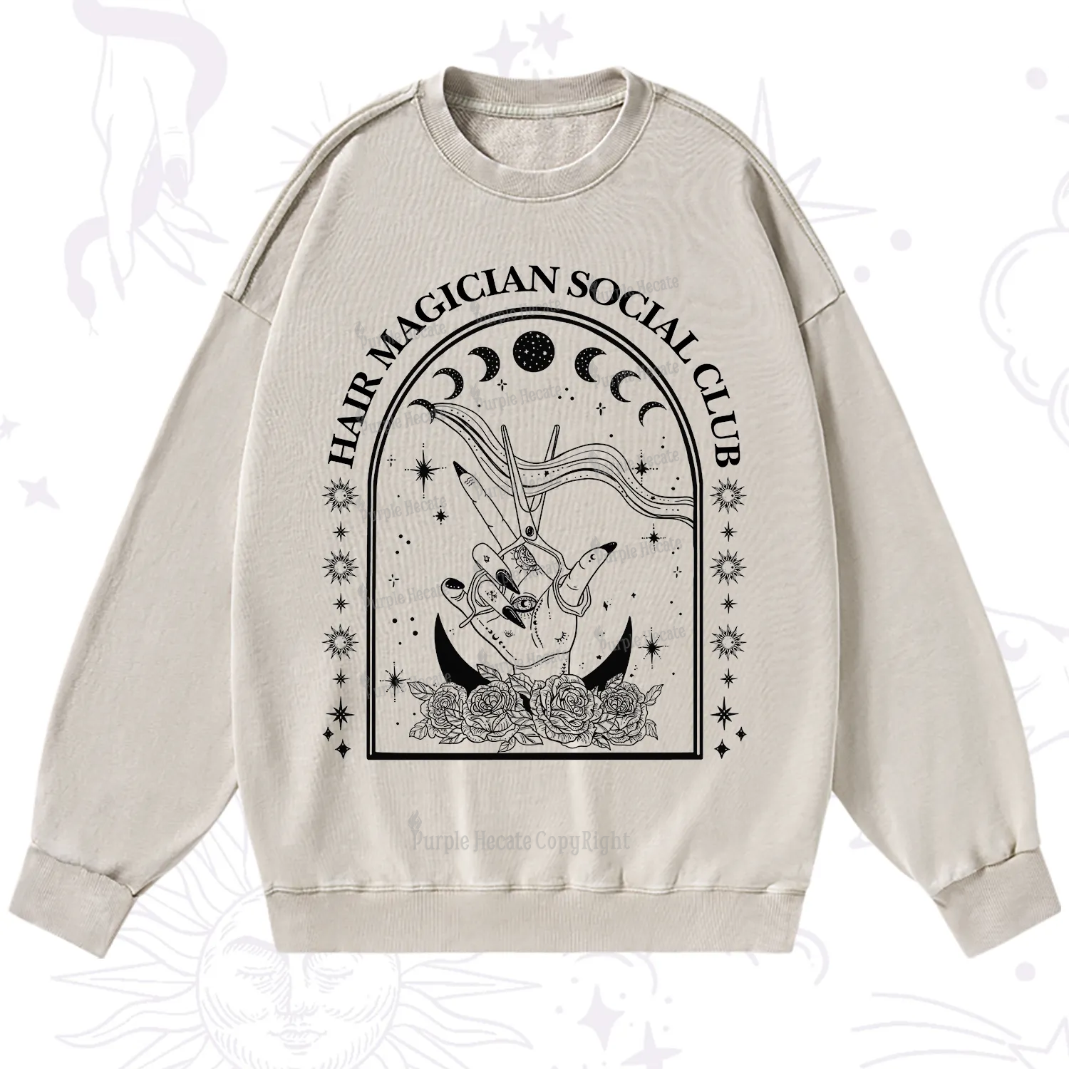 Purplehecate Hair Magician Social Club Collective Washed Sweatshirt