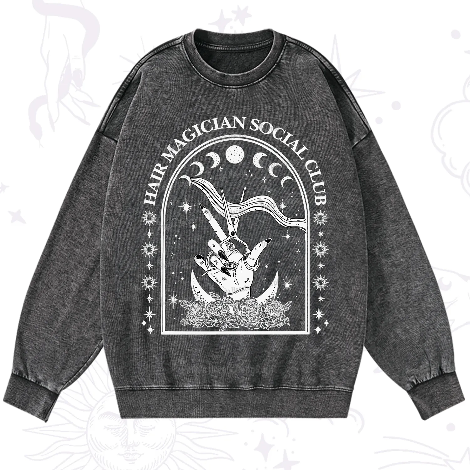Purplehecate Hair Magician Social Club Collective Washed Sweatshirt