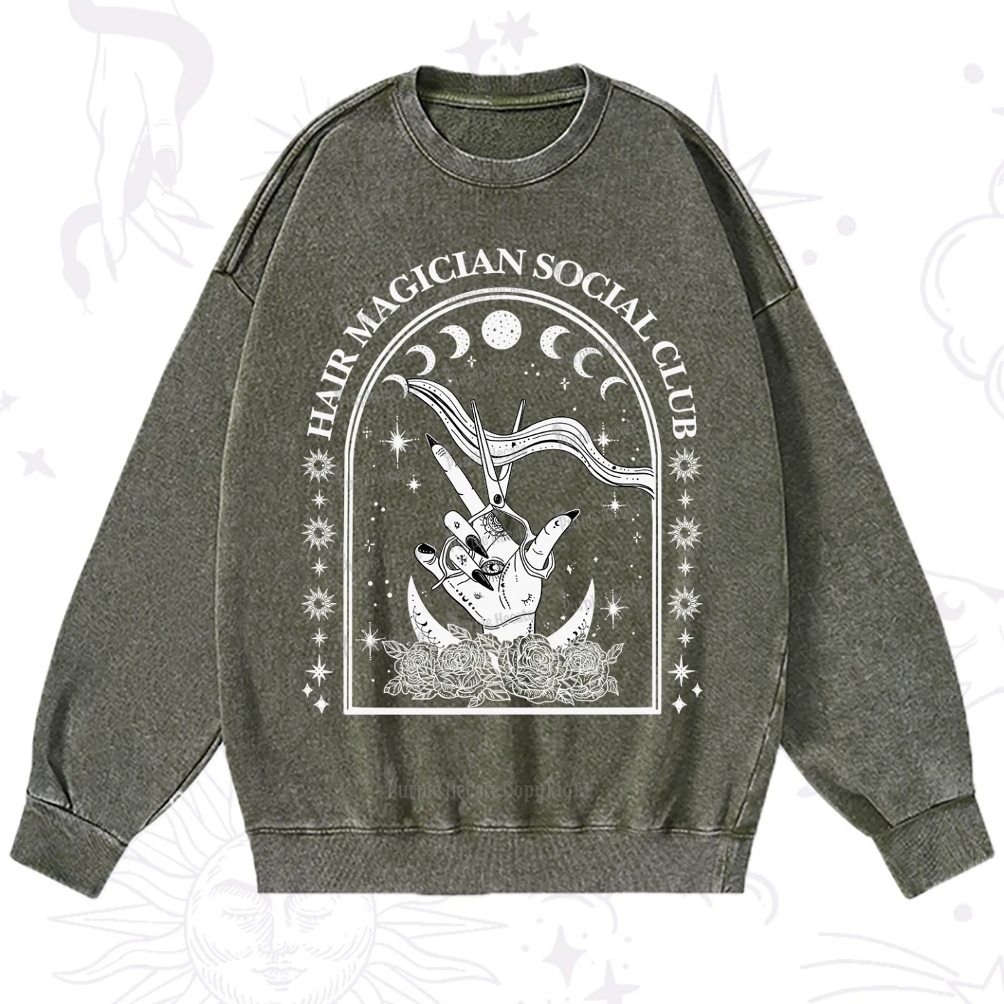 Purplehecate Hair Magician Social Club Collective Washed Sweatshirt