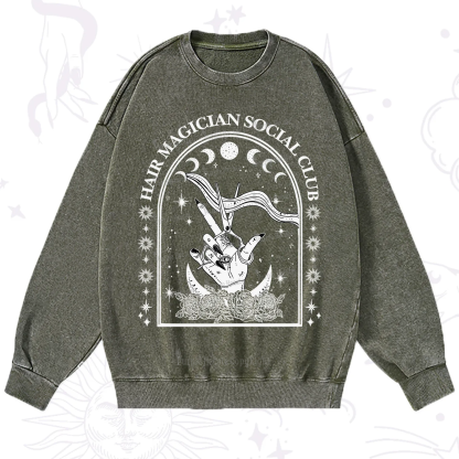 Purplehecate Hair Magician Social Club Collective Washed Sweatshirt