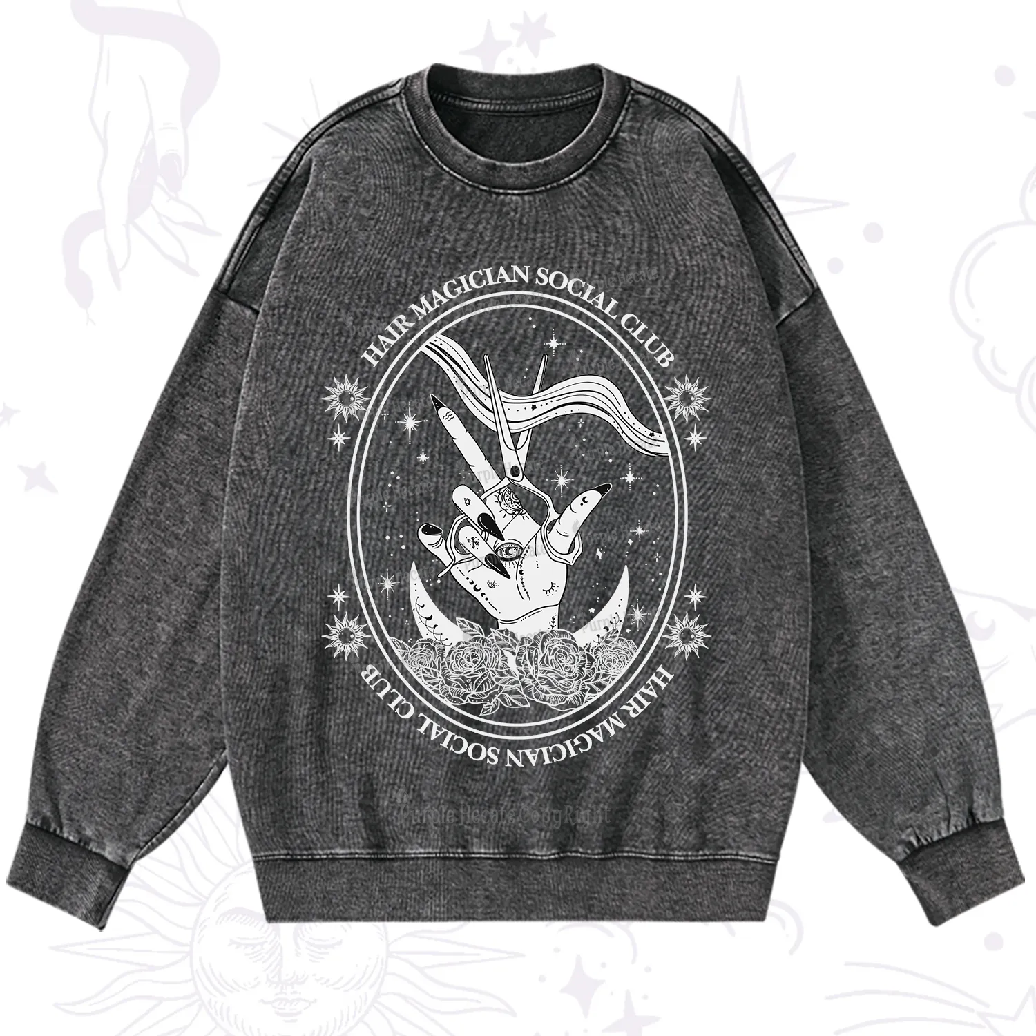 Purplehecate Hair Magician Social Club Washed Sweatshirt