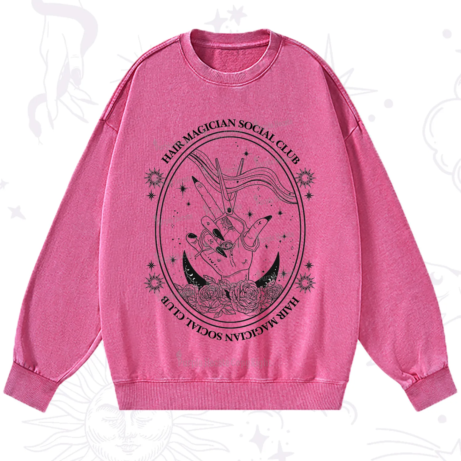 Purplehecate Hair Magician Social Club Washed Sweatshirt