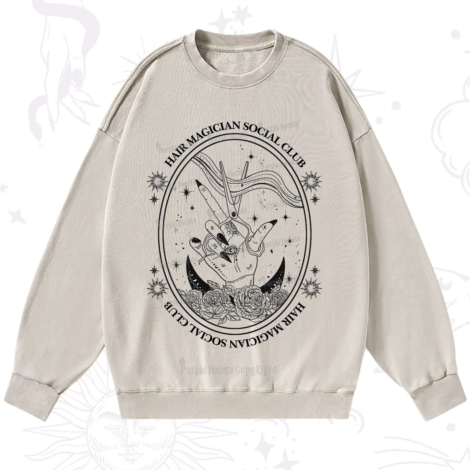 Purplehecate Hair Magician Social Club Washed Sweatshirt