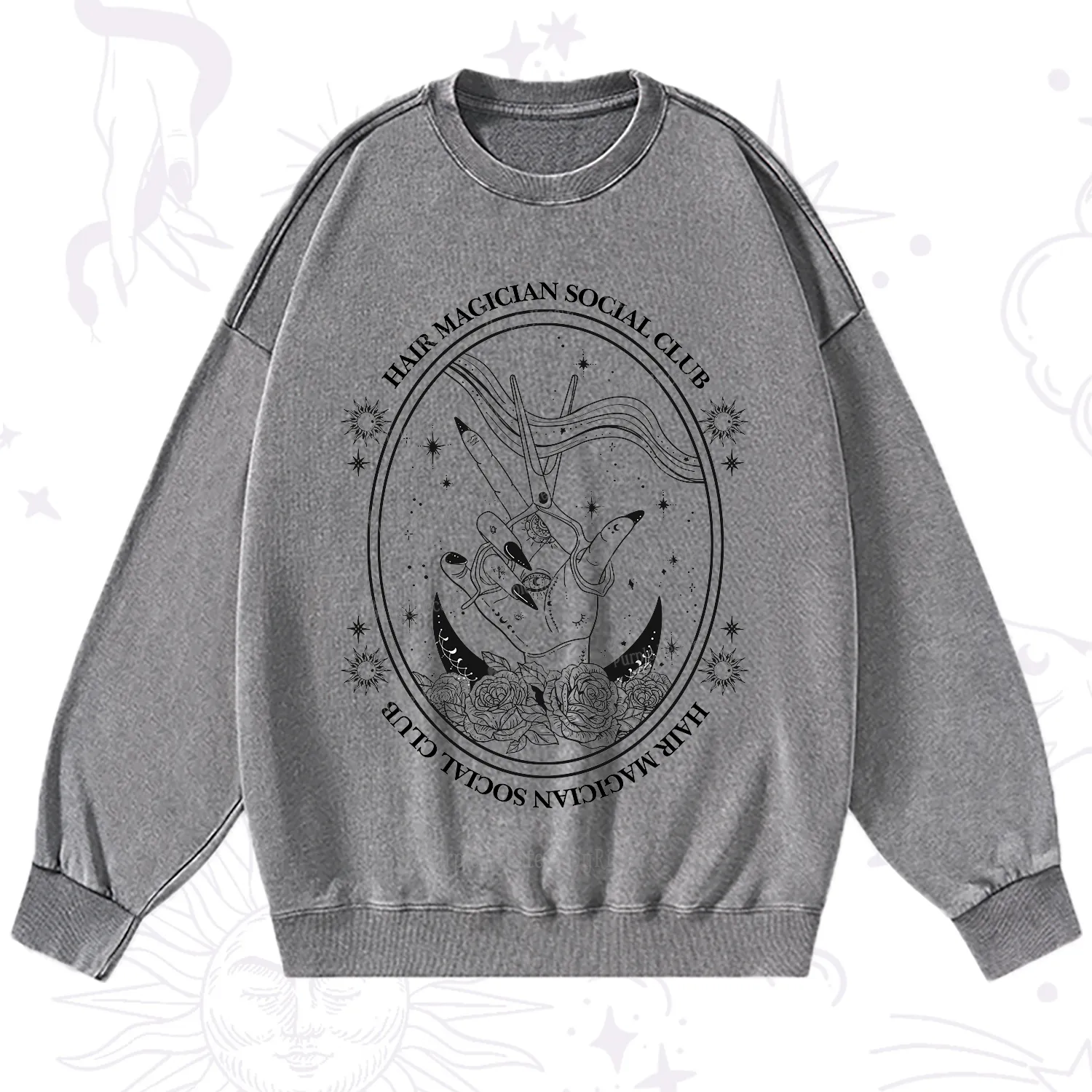 Purplehecate Hair Magician Social Club Washed Sweatshirt