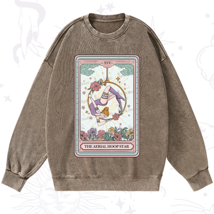 Purplehecate The Aerial Hoop Star Tarot Card Washed Sweatshirt