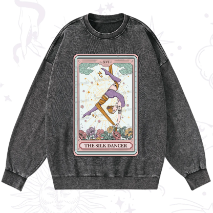 Purplehecate The Aerial Hoop Star Tarot Card Washed Sweatshirt