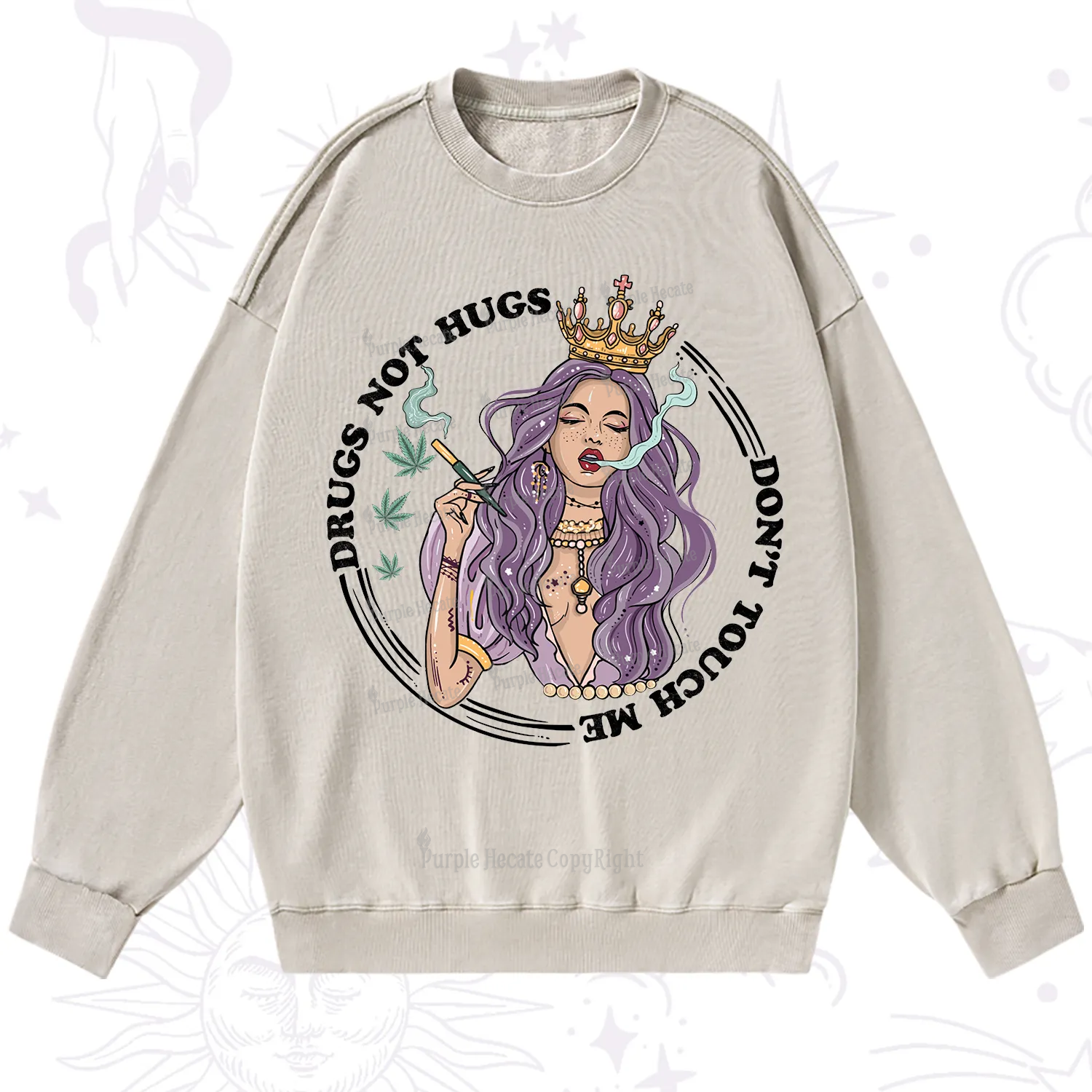 Purplehecate Weed Be Sarcastic Washed Sweatshirt