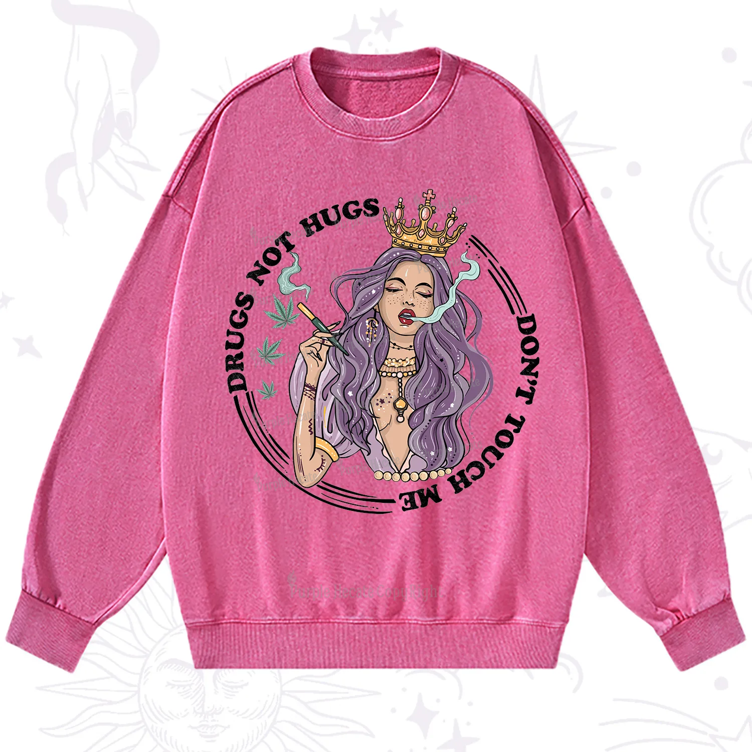 Purplehecate Weed Be Sarcastic Washed Sweatshirt