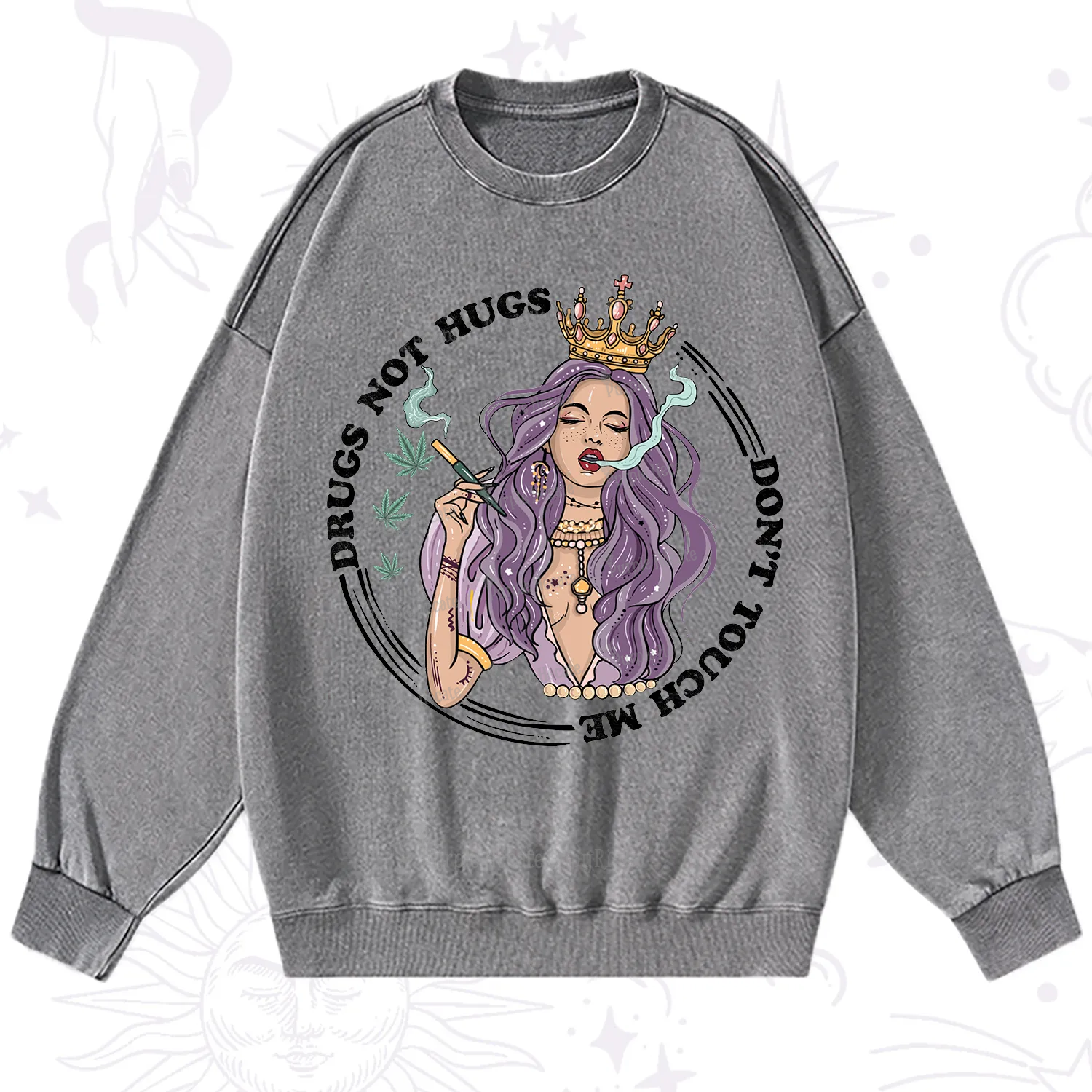 Purplehecate Weed Be Sarcastic Washed Sweatshirt